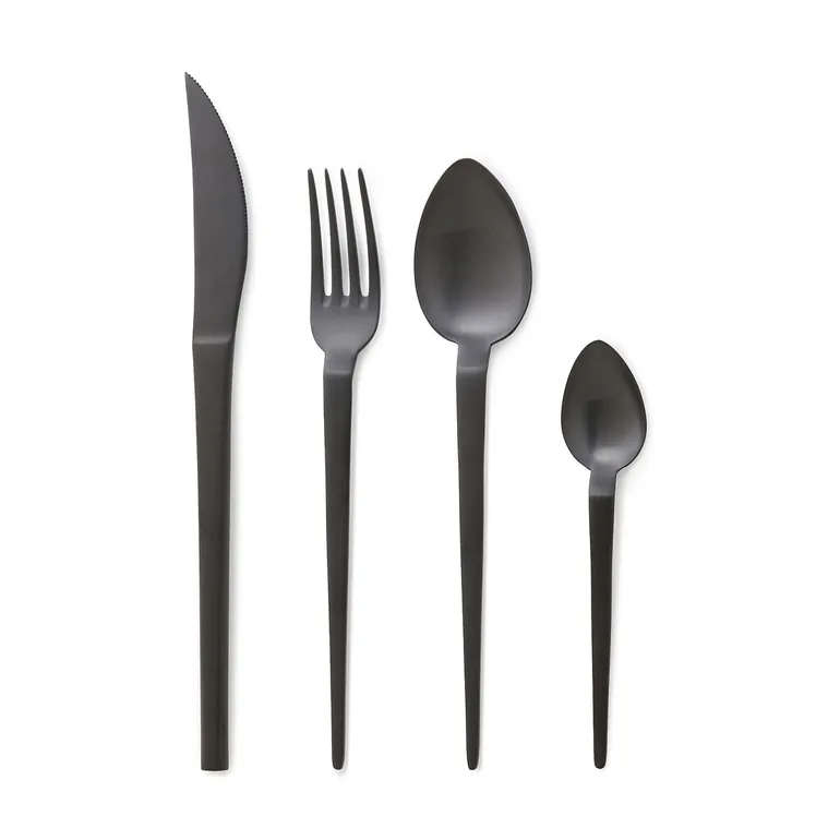 Oslo 16-Piece Matte Black Stainless Steel Cutlery Set - 1