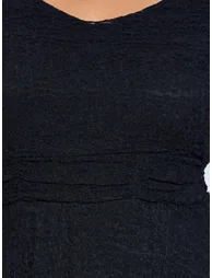 Plus Size Black Lace Details A-Line Maxi Dress - 3