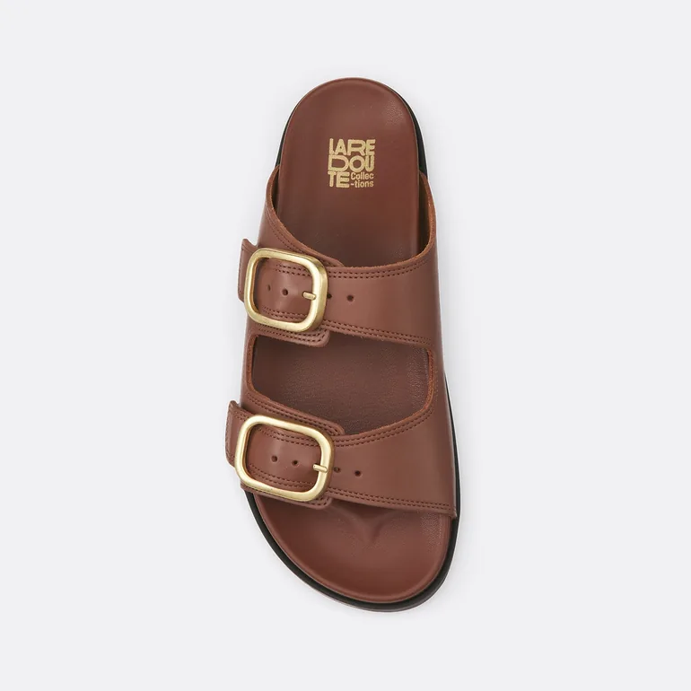 Double Strap Leather Mules - 2