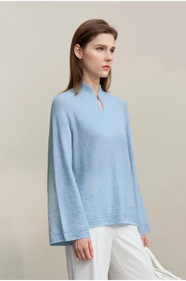 Elegant Cutout Mock Neck Knit Top