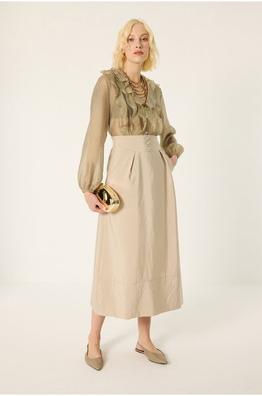 GOLD BUTTONED CUPRA SKIRT product thumbnail 2