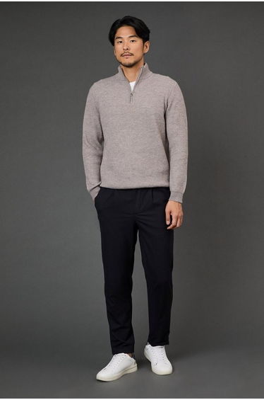 Oatmeal Soft Ribbed Half Zip Jumper