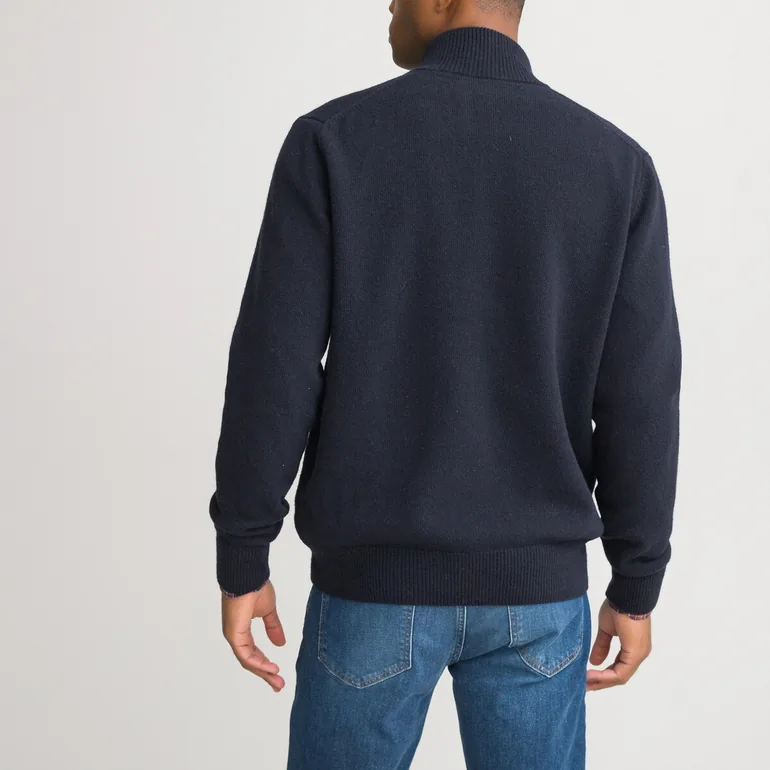Lambswool Zip-Up Cardigan - 3