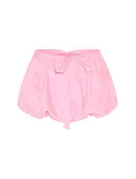 Pink Tie Waist Cotton Puffball Skirt - 5