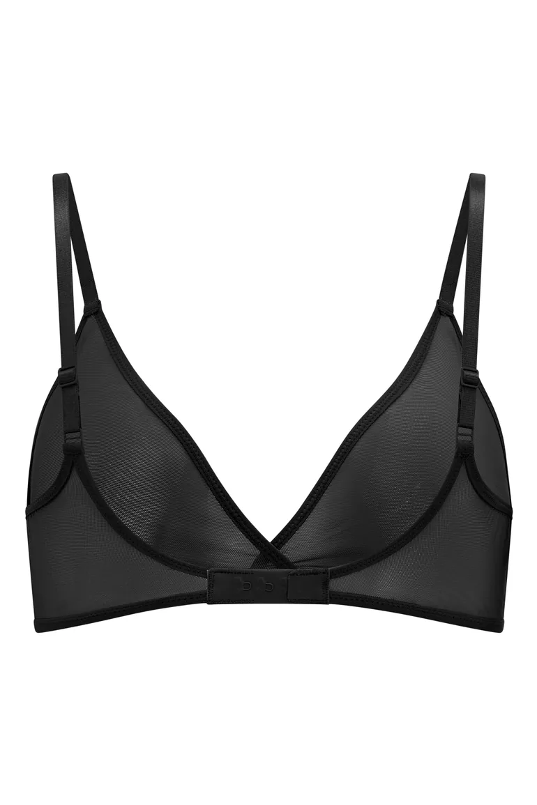 Soft Mesh Single Layer Triangle Bra in Black - 4