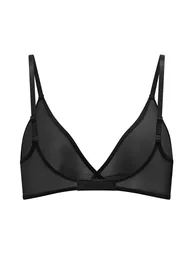 Soft Mesh Single Layer Triangle Bra in Black - 4