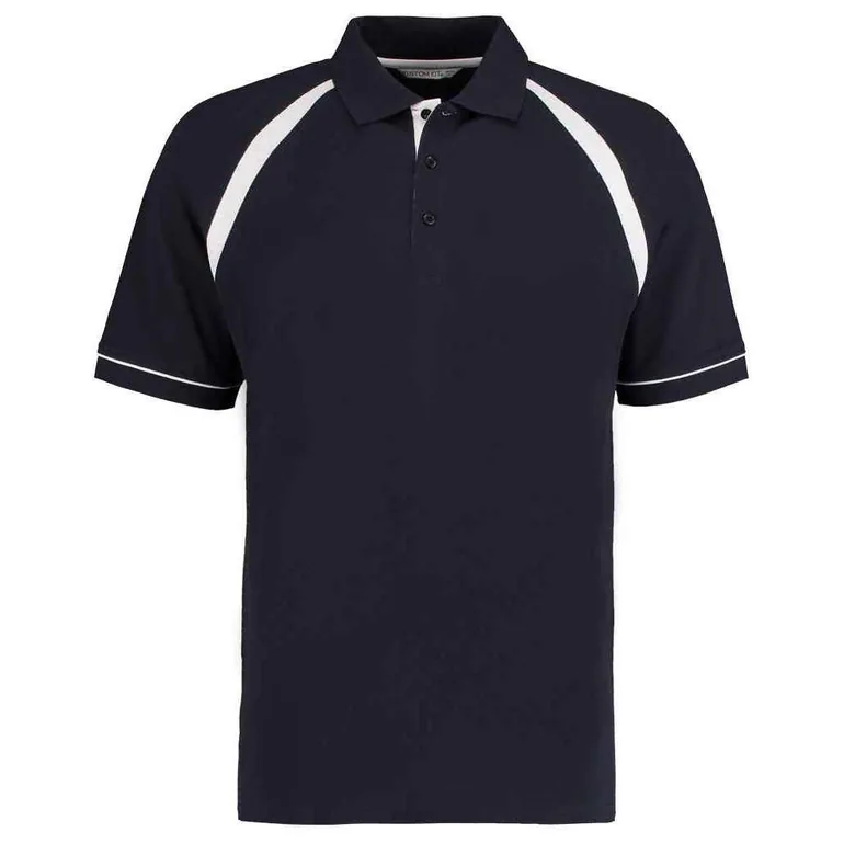 Kustom Kit Mens Oak Hill Piqué Polo Shirt - Navy/White