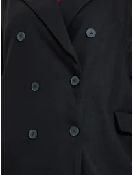 Plus Size Black Longline Double Breasted Coat - 2