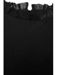 Black Chiffon A-Line Mini Skater Dress with Ruffles - 6