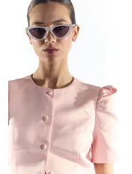 Light Pink Button Through Structured Blouse - 2