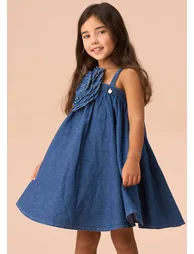 Marnie Denim Corsage Swing Dress - 1