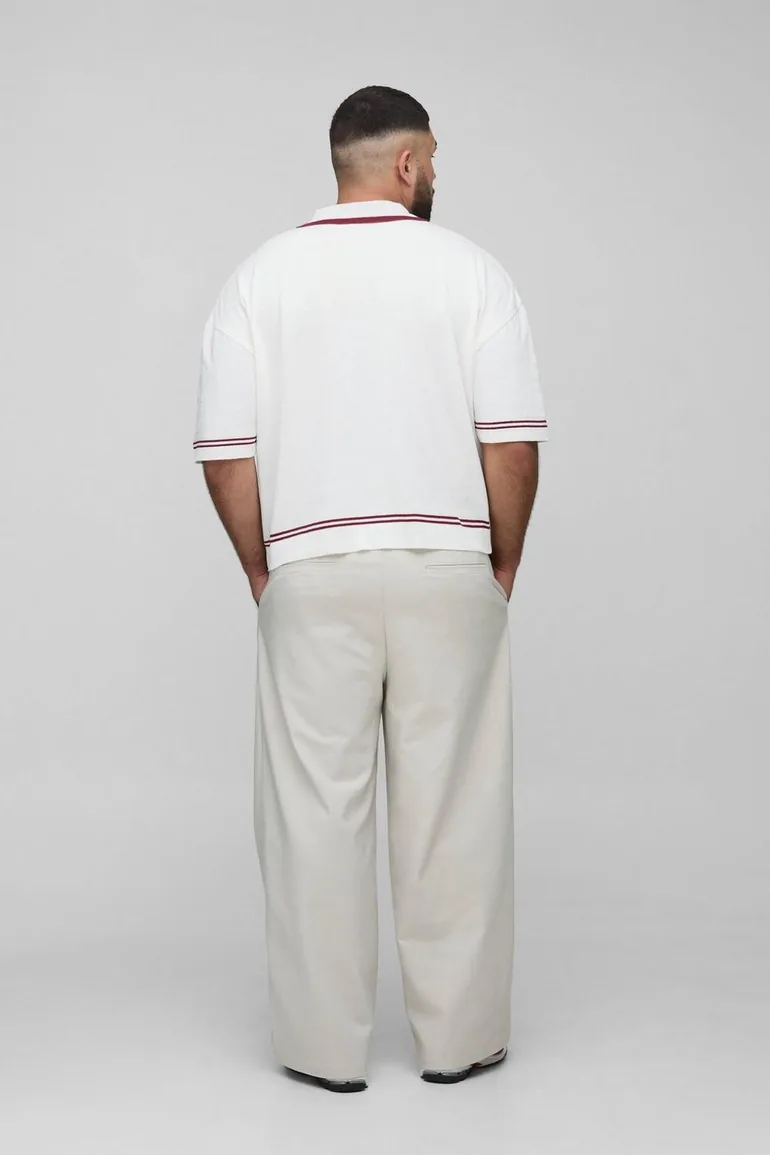 Plus Boxy V Neck Saint Tropez Knitted Polo - 1