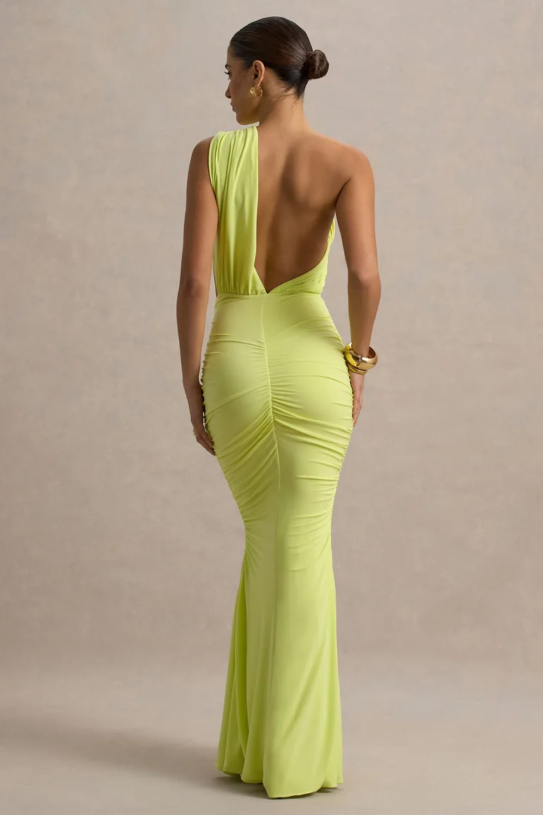 lime green one sleeve dress NAELLE ONE SHOULDER MAXI DRESS - KEY LIME main image 0