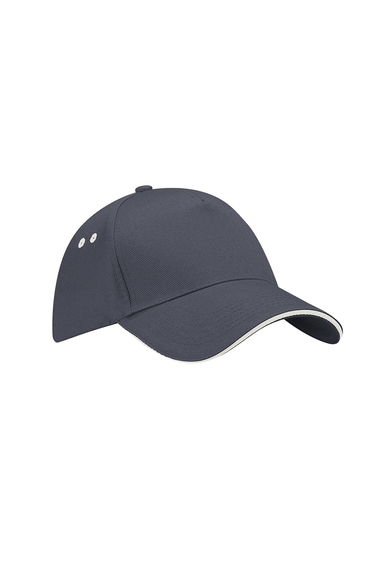 Beechfield Unisex Ultimate 5 Panel Contrast Baseball Cap With Sandwich Peak / Headwear - Graphite/Oyster Grey