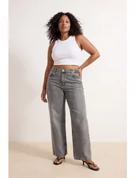 Gray More Sustainable High Waist Wide Leg Plus Size Jeans