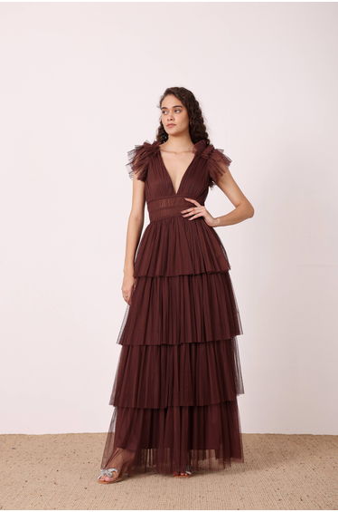 Naomi Maxi Dress in Deep Brown