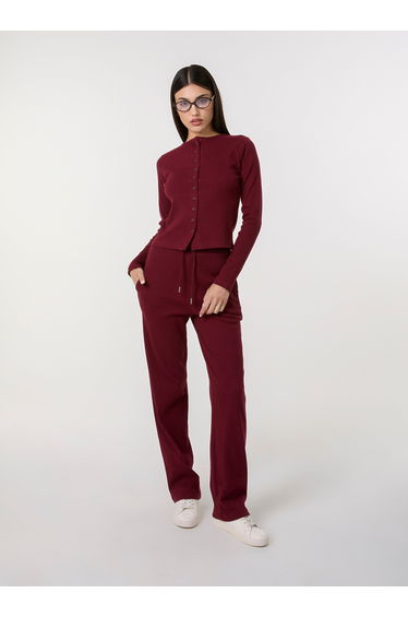 Wide Leg Ribbed Trousers