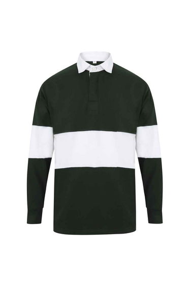 Front Row Unisex Adult Panelled Rugby Shirt - Bottle/White