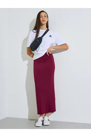 Burgundy Solid Maxi Pencil Skirt