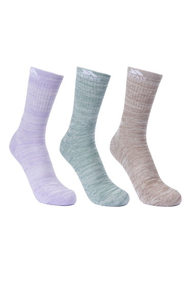 Trespass Womens/Ladies Helvellyn Trekking Socks (Pack Of 3) - Spruce Green/Oatmeal/Gelsomino Melange