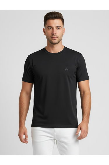 Men Black Logo Crew Neck T-Shirt