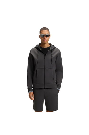 Boss Mens Stretch Sport Full Zip Hoodie - Dark Grey