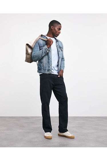 Navy Loose Fit Stretch Gabardine Jeans