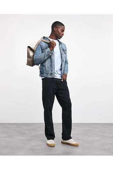 Navy Loose Fit Stretch Gabardine Jeans