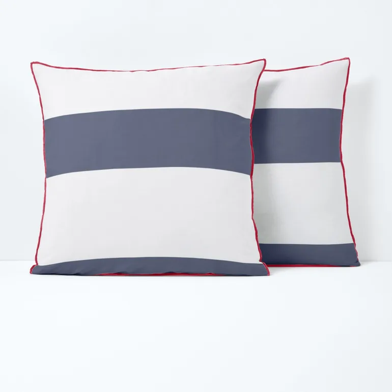 غطاء وسادة قطن برسمة مخططة - 1