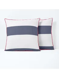 غطاء وسادة قطن برسمة مخططة - 1