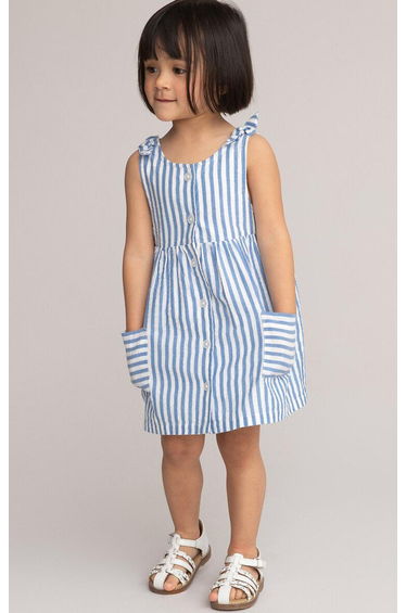 Striped Sleeveless Dress in Cotton Mix