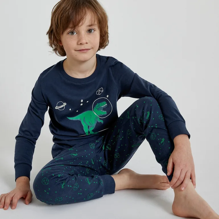 Cotton Jersey Pyjamas with Glow-in-The Dark Print - 1