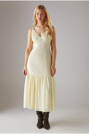 Check Organza High Apex Strappy Midi Dress