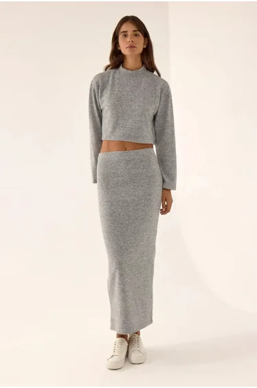 Low Waist Knitted Bodycon Maxi Skirt
