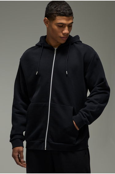 MAN Active Premium Oversized Zip Through Hoodie - black