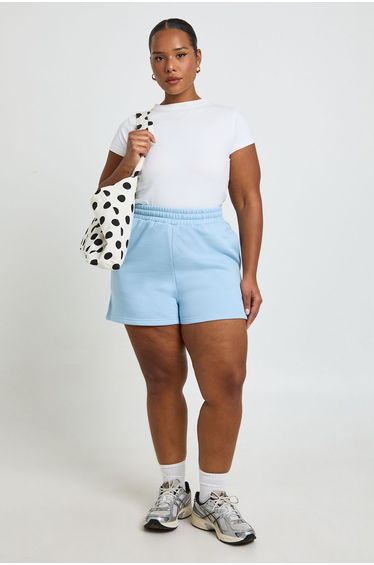 Plus Thick Waist band shorts - powder blue