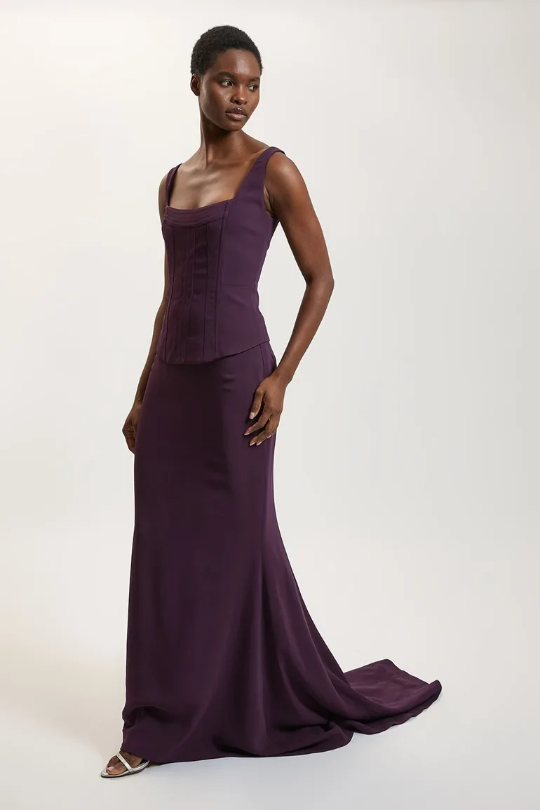 Compact Viscose Fishtail Maxi Skirt