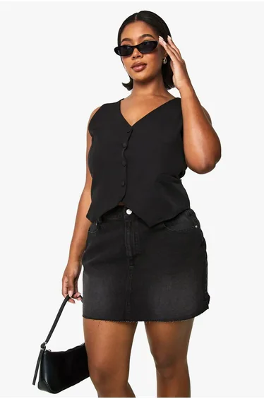 تنورة قصيرة دينيم - للمقاسات الكبيرة