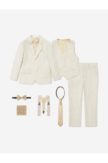 SUITLAB Boys 7 Piece Suit Set in Beige
