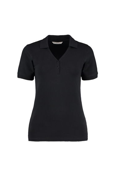 Kustom Kit Womens/Ladies Sophia Comfortec V Neck Polo Shirt - Black