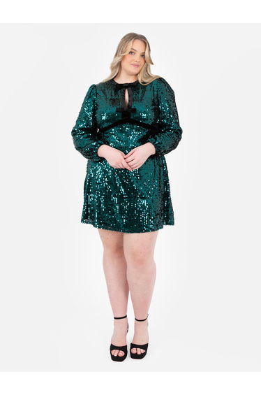 Lovedrobe Fully Embellished Velvet Bow Detail Mini Dress