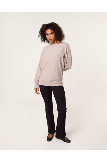Pearl Flower Detailed Soft Touch Jumper