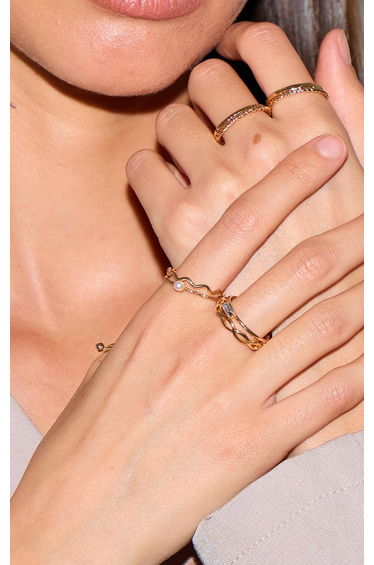 Gold Pearl Detail Multipack Rings