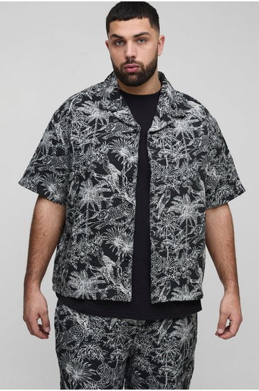 Plus Tropical Tapestry Revere Shirt