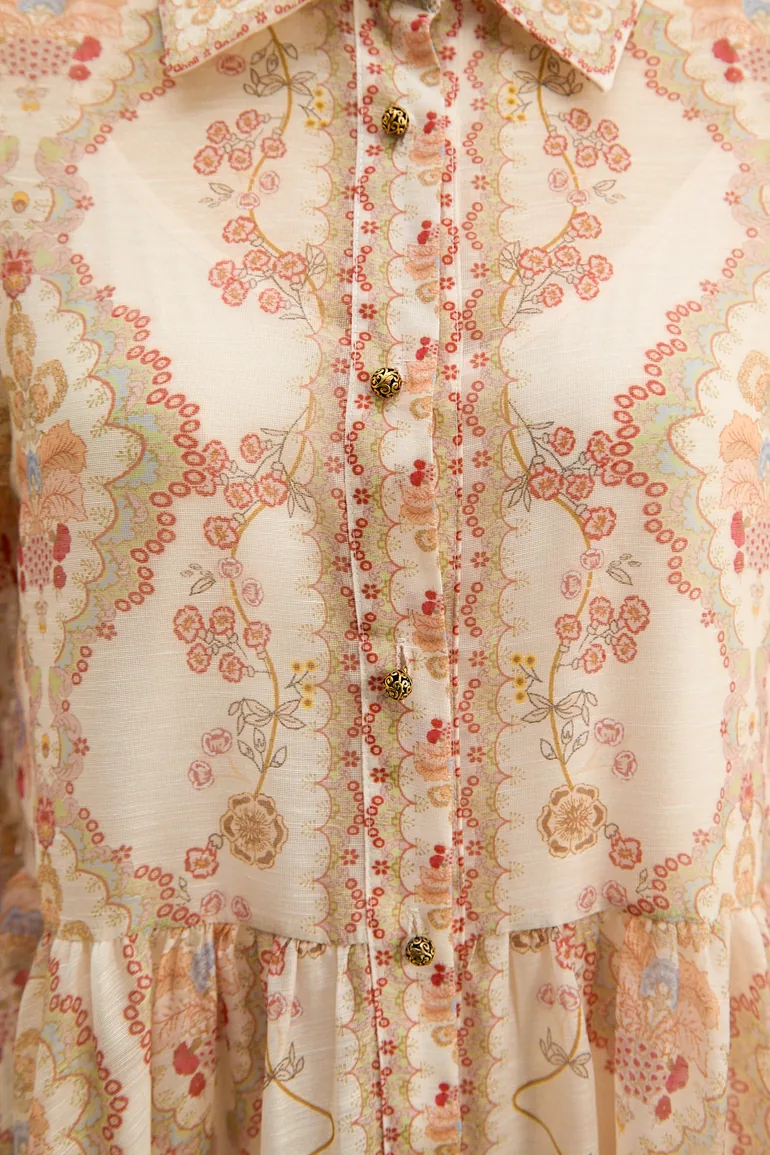 Spring Sunsets Apricot Floral Print Long Sleeve Maxi Dress - 6