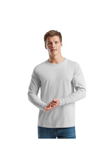 Fruit of the Loom Mens Iconic 195 Premium Long-Sleeved T-Shirt - Heather Grey
