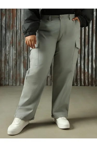 Plus Size High Rise Regular Fit Trousers