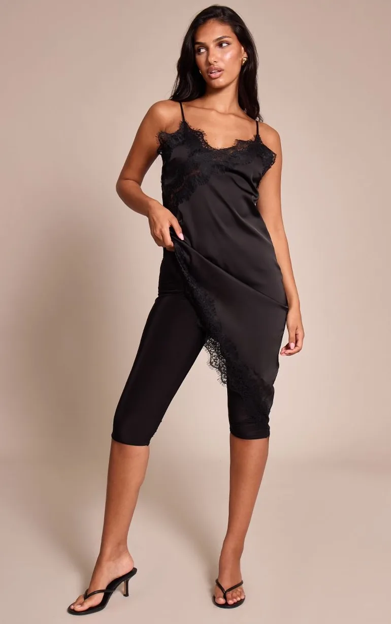 Black Double Layer Slinky Capri's - 5
