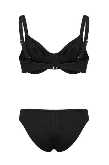 Black Bralette Covered Textured Normal Waist Regular Bikini Set product thumbnail 3