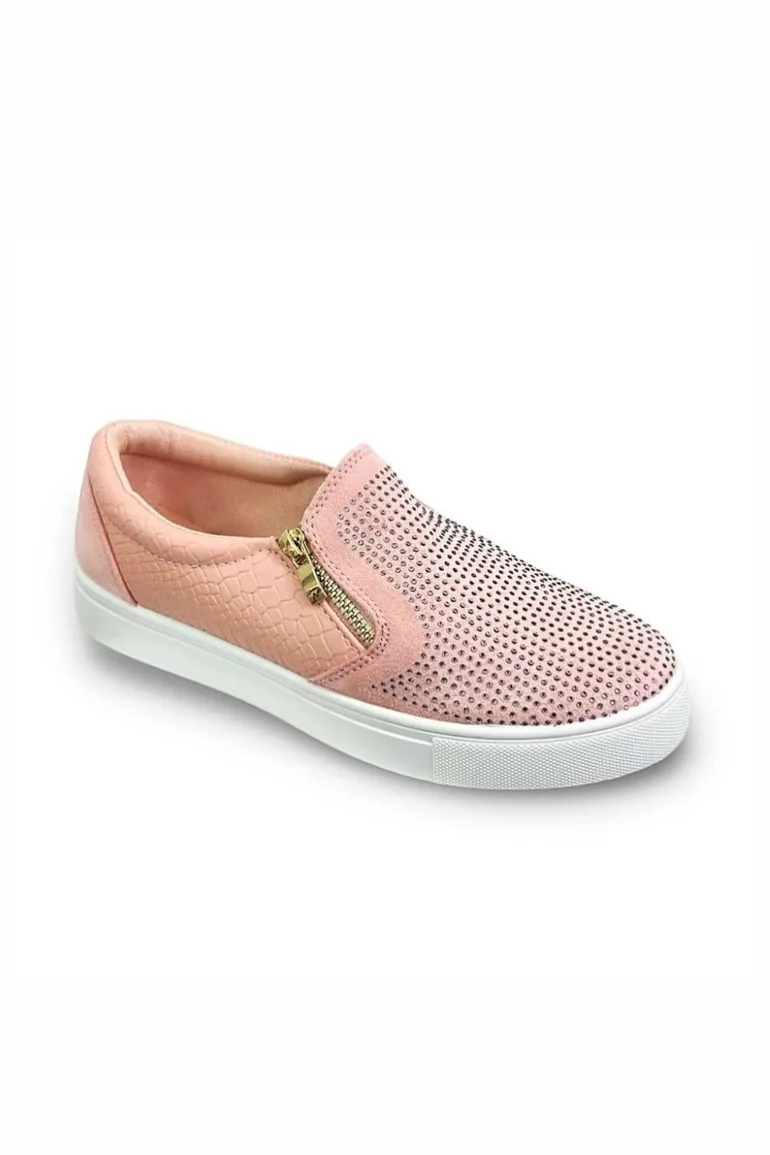 Lemonade Crystal Suede Zip Pumps Pink Trainers
